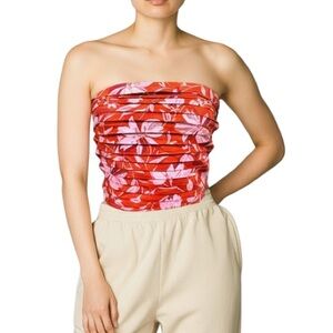 Revolve Wayf Pleated Floral Strapless Tube Top